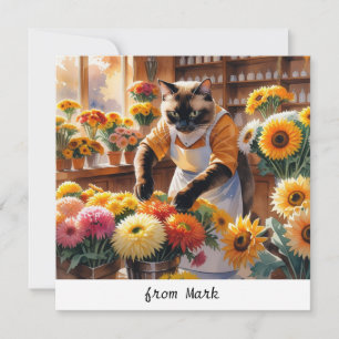 Höstkatt med blommor - Fallsäsong Hälsning Julkort