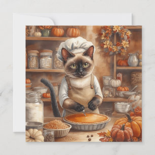 Höstkatt med Pumpkin Paj-fallsäsong Hälsning Julkort