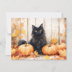 Höstkatt och pumpor vykort