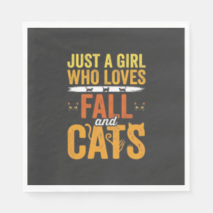 Höstkatter Tjej Älskare Halloween-design Pappersservett