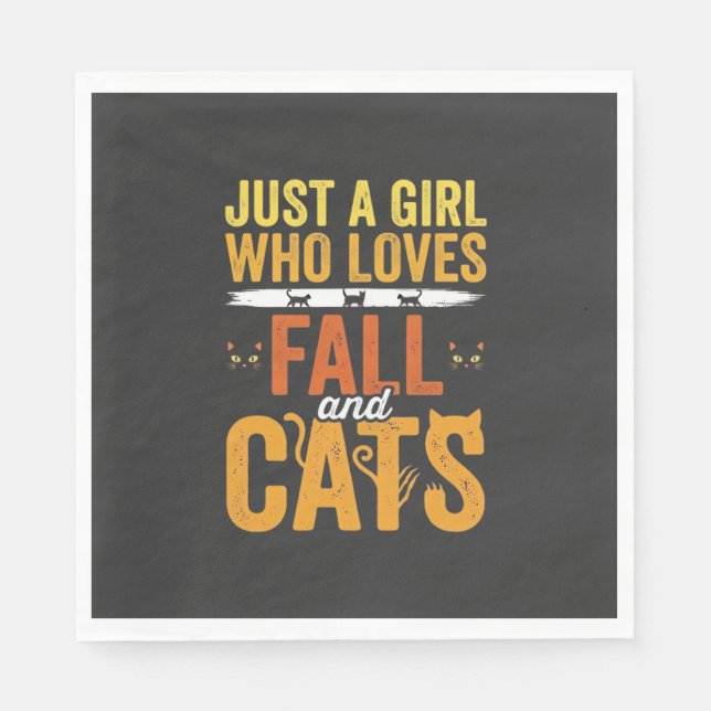 Höstkatter Tjej Älskare Halloween-design Pappersservett (Framsidan)