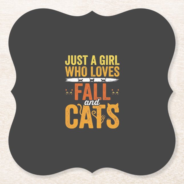 Höstkatter Tjej Älskare Halloween-design Underlägg Papper (Framsida)