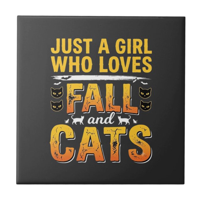 Höstkatter Tjej Halloween-design_1 Kakelplatta (Framsidan)