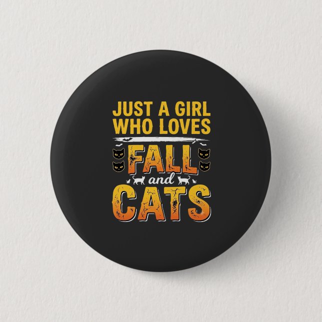 Höstkatter Tjej Halloween-design_1 Knapp (Framsida)
