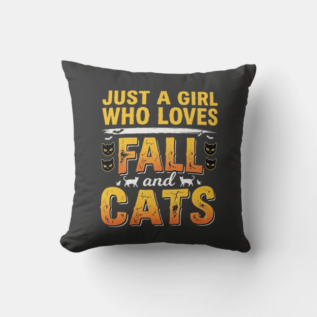 Höstkatter Tjej Halloween-design_1 Kudde (Framsida)