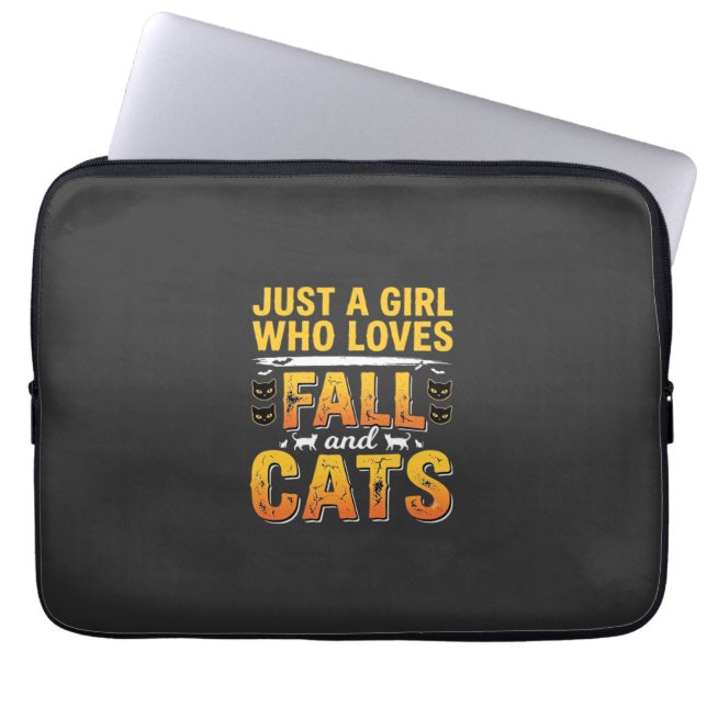 Höstkatter Tjej Halloween-design_1 Laptop Fodral (Framsidan)