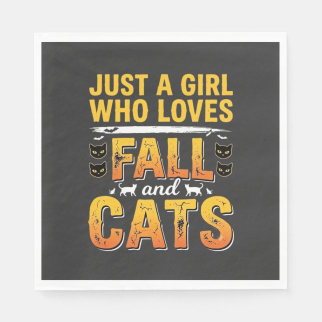 Höstkatter Tjej Halloween-design_1 Pappersservett (Framsidan)