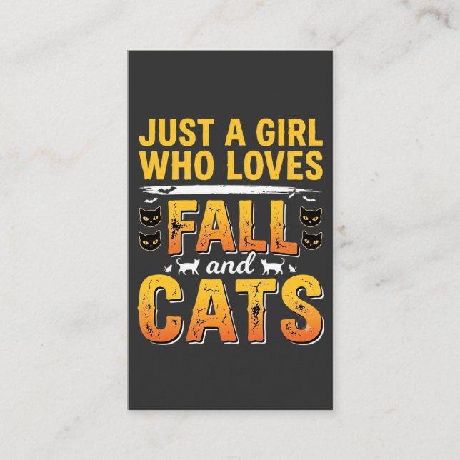 Höstkatter Tjej Halloween-design_1 Visitkort (Framsida)
