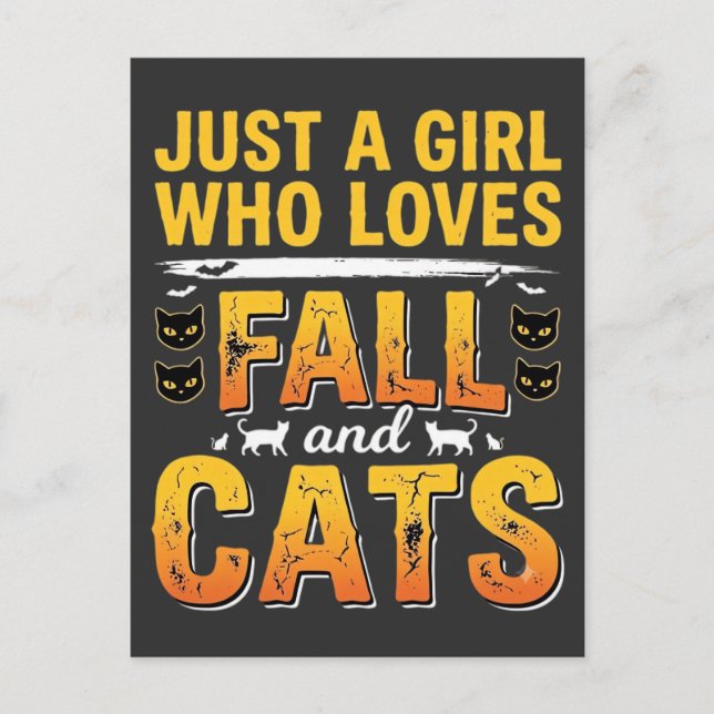 Höstkatter Tjej Halloween-design_1 Vykort (Framsida)