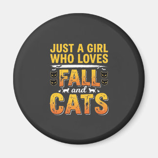 Höstkatterna Tjej Halloween-design_1 Magnet