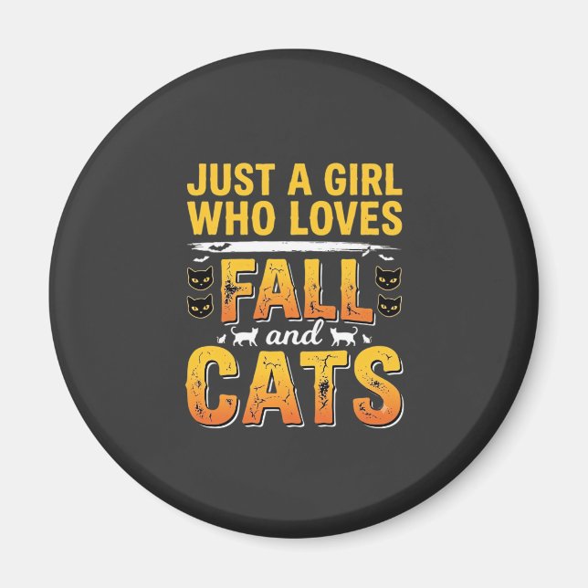 Höstkatterna Tjej Halloween-design_1 Magnet (Framsidan)