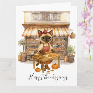 Höstkattsbagare Thanksgiving Höst Kattälskare  Kort