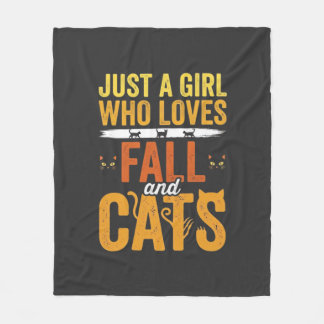 Höstkattsflicka Älskare Halloween-design Fleecefilt