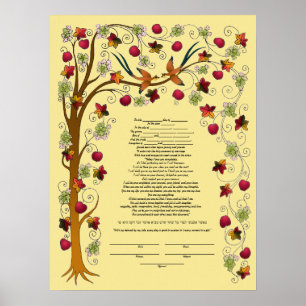 Höstketubah med Livets träd-B Poster