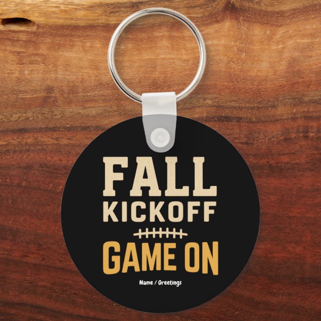 Höstkickoff-match På Retro-fotboll Höstdesign  Nyckelring (Framsida)