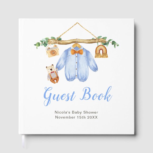 Höstkläder för babyboy shower gästböcker (Framsida)