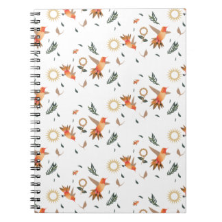 Höstkolibri Blommönster Anteckningsbok