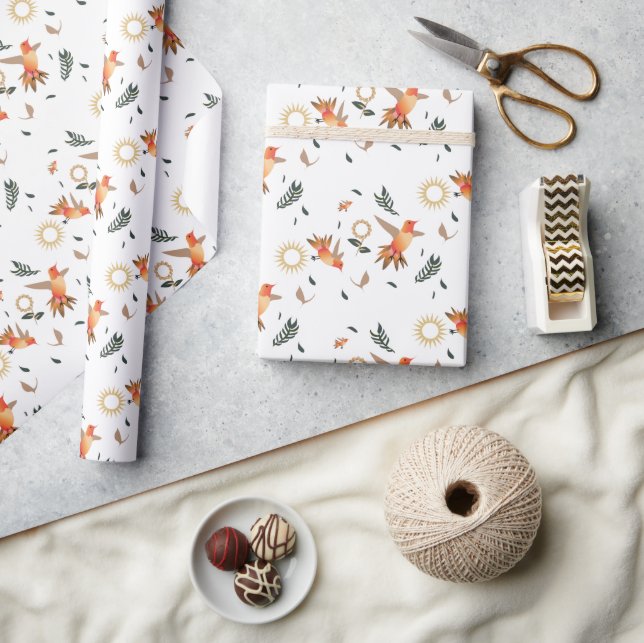 Höstkolibri Botaniskt Inpackningspapper Presentpapper (Hantverk)