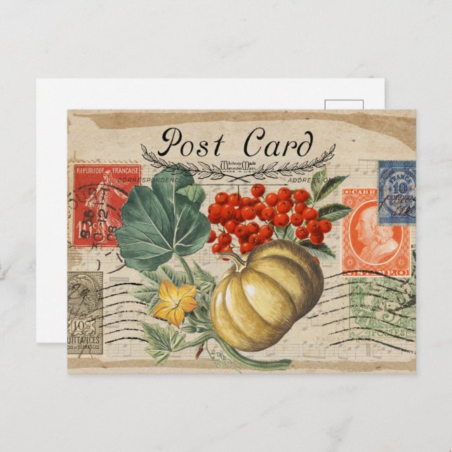 HÖSTKOLLAGE VINTAGE POSTKORT VYKORT (Fram/baksida)