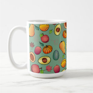 Höstkolonfärgad frukttepumpkin Foliage Kaffemugg