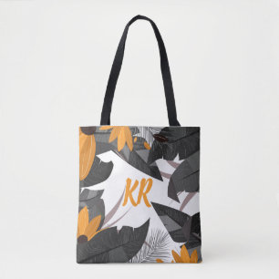 Höstkolsfall Orange Grått Monogrammad Tygkasse