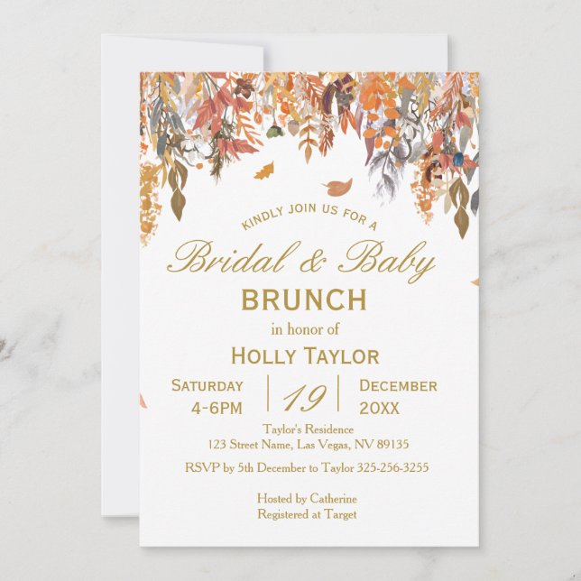 Höstkombinerad babystövel och Möhippa Inbjudningar (Framsida)