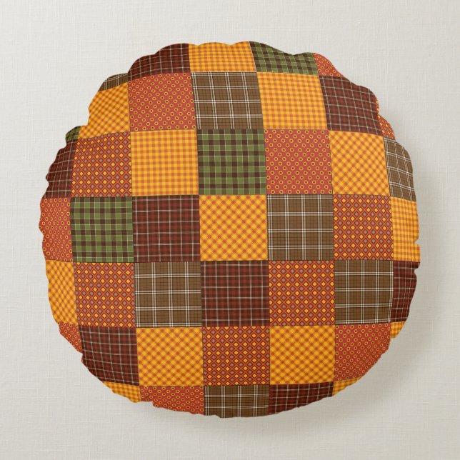 Höstkomfort Quilt Rund Kudde (Framsidan)