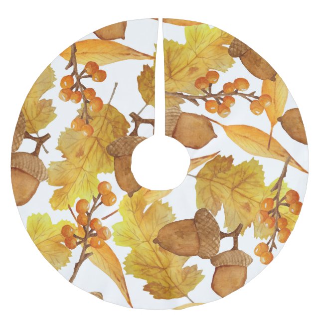 Höstkonsoler: Thanksgivingens vattenfärgsdesign Julgransmatta Borstad Polyester (Framsidan)