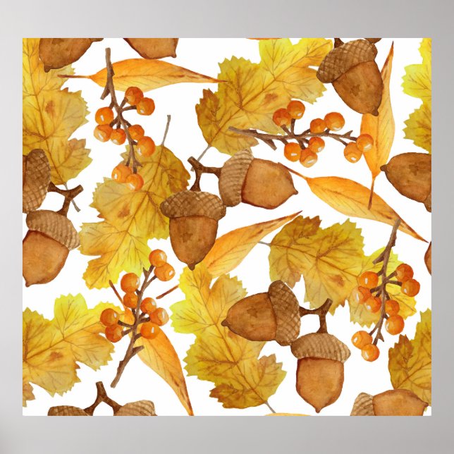 Höstkonsoler: Thanksgivingens vattenfärgsdesign Poster (Framsidan)