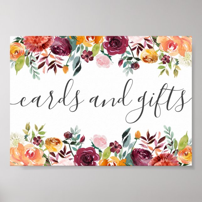 Höstkontrollkort och Bröllop-tecken för Blommigtar Poster (Framsidan)