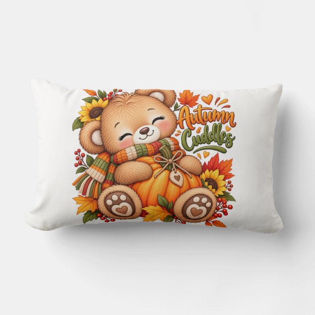 Höstkramar Teddybjörn Pumpa Höst Bebis & Barn Lumbarkudde (Framsida)