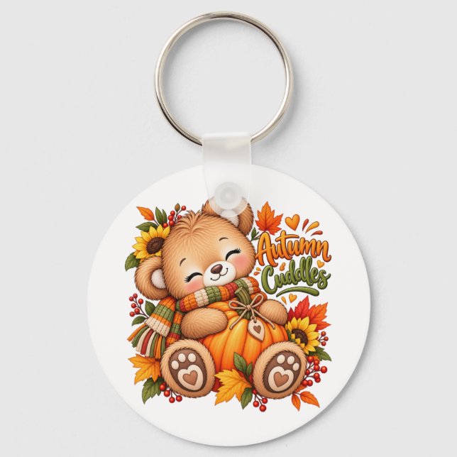 Höstkramar Teddybjörn Pumpa Höst Bebis & Barn Nyckelring (Framsida)