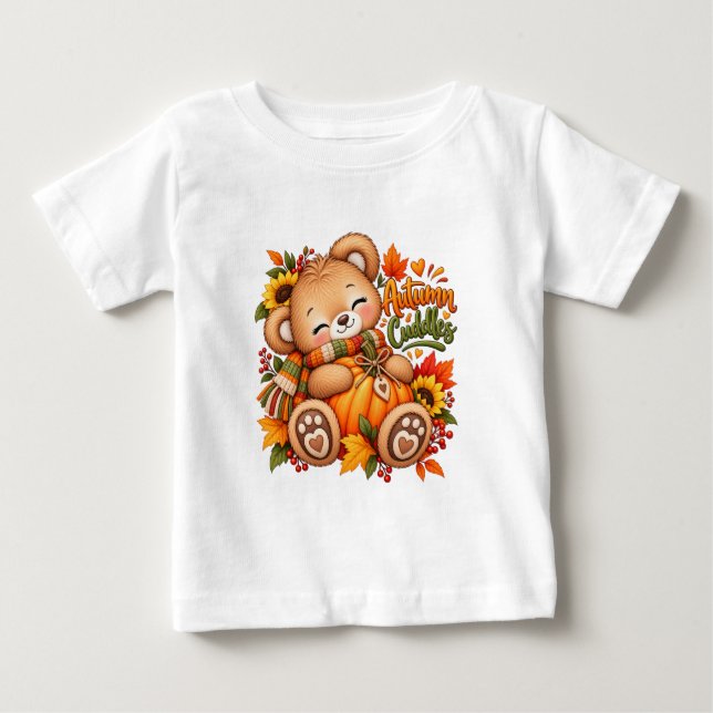 Höstkramar Teddybjörn Pumpa Höst Bebis & Barn T Shirt (Framsida)