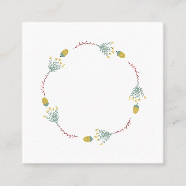 Höstkrans av blommor och ekollon rabattkort (Framsida)