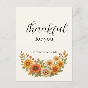 Höstkrans - Fall Blommigt Thanksgiving Helg Vykort