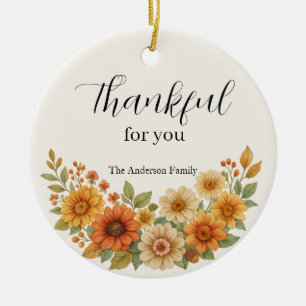 Höstkrans - Fall Blommigt Thanksgiving Julgransprydnad Keramik