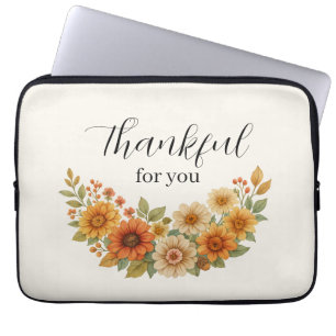 Höstkrans - Fall Blommigt Thanksgiving Laptop Fodral