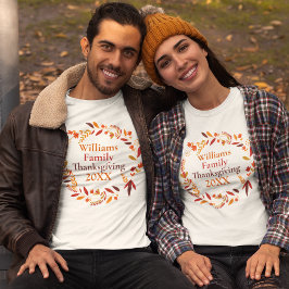 Höstkrans i Thanksgivingen för anpassningsbar-fami T Shirt