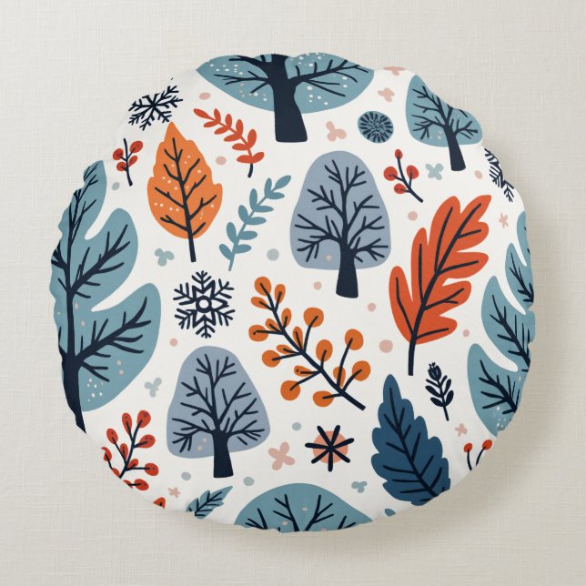 Höstkudde vid stil rund kudde (Framsidan)