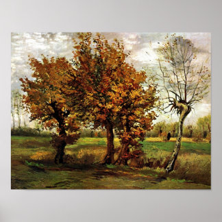 Höstlandskap fyra Träd Van Gogh Fine Art Poster