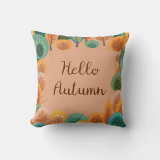 Höstlandskap med abstrakt, platt handritad framför kudde