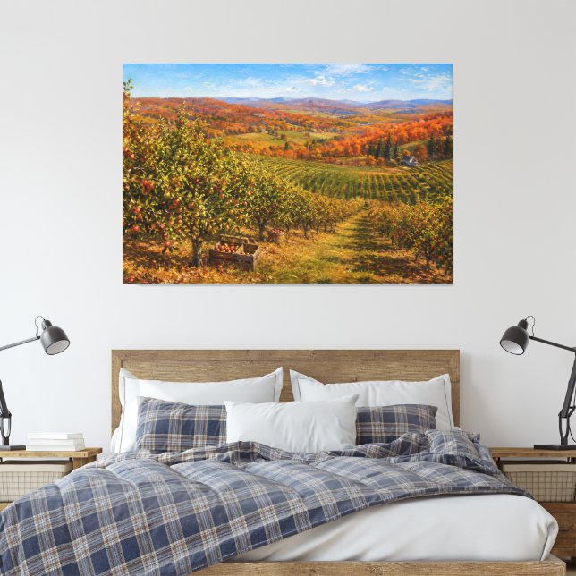 Höstlandskap med äppelträdgård canvastryck (Insitu (sovrum))