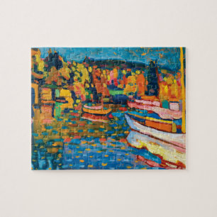 Höstlandskap med båtar av Wassily Kandinsky Pussel
