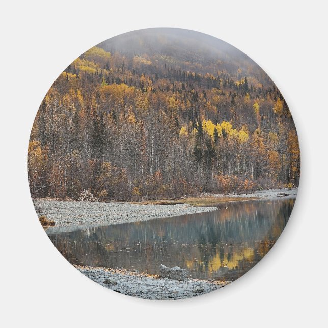 Höstlandskap med gyllene träd magnet (Framsidan)
