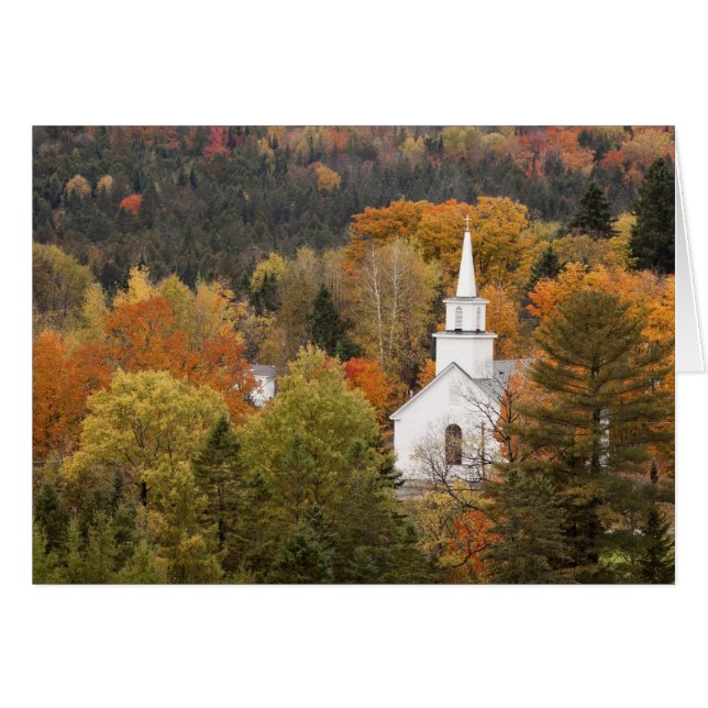 Höstlandskap med kyrkan, Vermont, USA Hälsningskort (Framsidan Horizontal)
