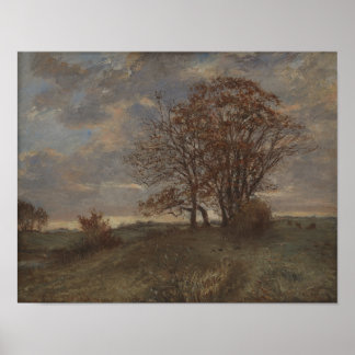 Höstlandskap. Olja på vintage av kanvas Poster