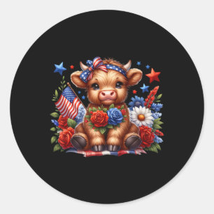 Höstlandskö 4 juli: Floral Usa Patriotic Cow Runt Klistermärke