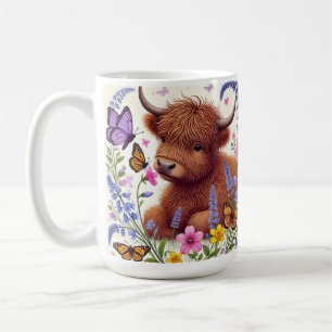 Höstlandskö med blommor och fjärilar kaffemugg