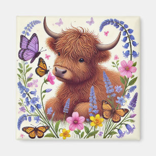Höstlandskö med blommor och fjärilar magnet
