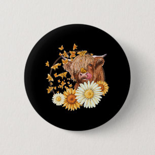 Höstlandskö med solrosblommor, Daisy och fjärilar Knapp